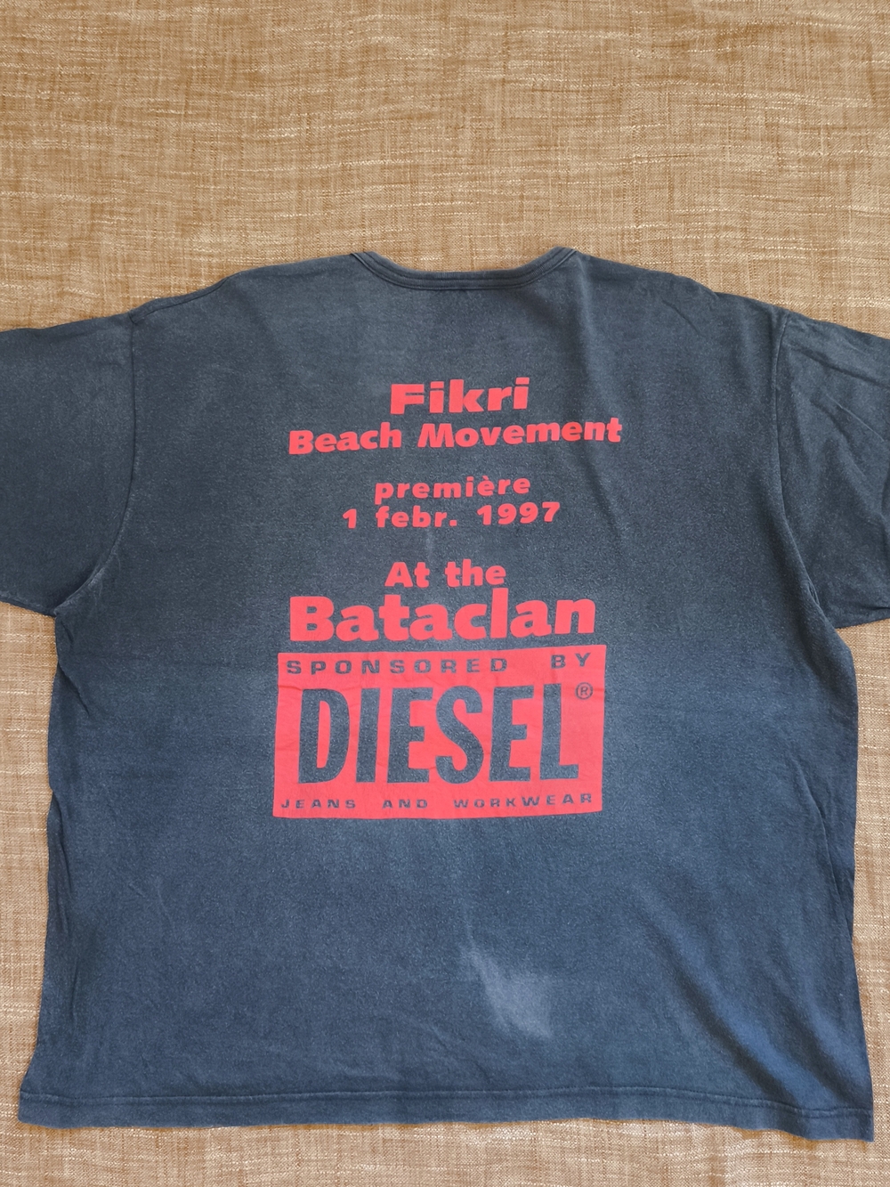 DIESEL Faded FIKRI MOVEMENT PARIS Bataclan 1997 Men's Black Logo Tee Size XL